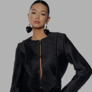 AKIRA String Along Fringe Blazer Jacket